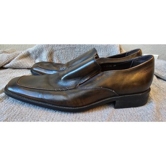 Steve Madden Men's Leather Loafers Cognac Brown Size 10‎ P-Klak Dress Shoes - Picture 1 of 10